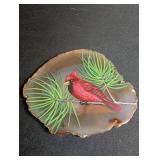 Hand-Painted Agate Slice Cardinal by Gail Peterson