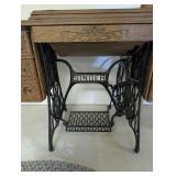Carved Antique Singer Sewing Machine With Accessories