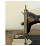 Carved Antique Singer Sewing Machine With Accessories