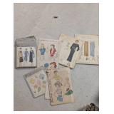 Vintage Sewing Notions Chest, Patterns & Accessories
