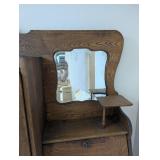 Antique Oak Secretary Bookcase With Mirror (Books NOT Included)