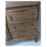 Antique Oak Secretary Bookcase With Mirror (Books NOT Included)