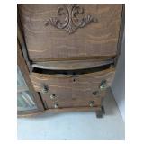 Antique Oak Secretary Bookcase With Mirror (Books NOT Included)