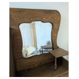 Antique Oak Secretary Bookcase With Mirror (Books NOT Included)