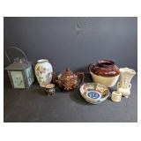 Japanese Teapot, Imari Bowl, Floral Vase & Lantern Mixed Lot