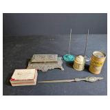Vintage Desk Accessories Mixed Lot With Bronze Ink Well