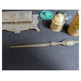 Vintage Desk Accessories Mixed Lot With Bronze Ink Well