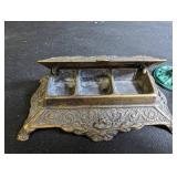 Vintage Desk Accessories Mixed Lot With Bronze Ink Well
