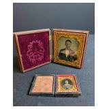Antique Daguerreotype Photo Cases Set of 4