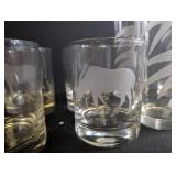 Etched Wildlife Glassware Mixed Lot