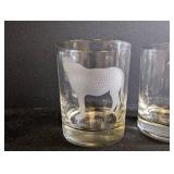 Etched Wildlife Glassware Mixed Lot