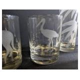 Etched Wildlife Glassware Mixed Lot