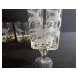 Etched Wildlife Glassware Mixed Lot