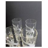 Etched Wildlife Glassware Mixed Lot