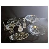 Clear Pressed Glass Serveware Mixed Lot