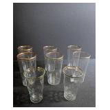 Vintage Gold Rim Glass Tumblers (Set of 7)