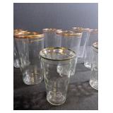 Vintage Gold Rim Glass Tumblers (Set of 7)