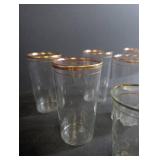 Vintage Gold Rim Glass Tumblers (Set of 7)