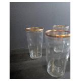 Vintage Gold Rim Glass Tumblers (Set of 7)