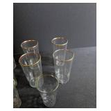 Vintage Gold Rim Glass Tumblers (Set of 7)