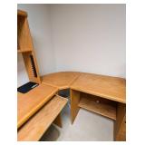 Oak L-shaped Desk With Hutch