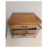 Wicker Storage Cabinet With Wood Top 3 Drawer