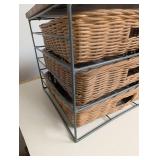 Wicker Storage Cabinet With Wood Top 3 Drawer