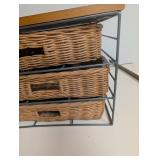 Wicker Storage Cabinet With Wood Top 3 Drawer