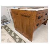 Vintage Oak Desk 6-Drawer