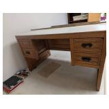 Vintage Oak Desk 6-Drawer