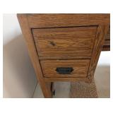 Vintage Oak Desk 6-Drawer
