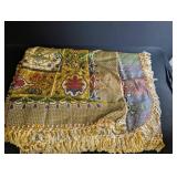 Decorative Fringed Throw Blanket Paisley Floral Pattern