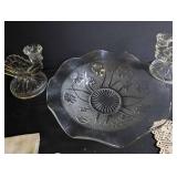 Glass Candle Holders, Bowls & Doilies Estate Mixed Lot