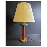 Wood Table Lamp With Pleated Shade