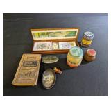 Vintage Estate Mixed Lot Ready Reckoner Book, Floral Card Box & Vanity Items