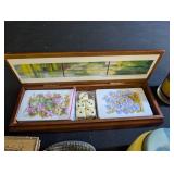 Vintage Estate Mixed Lot Ready Reckoner Book, Floral Card Box & Vanity Items
