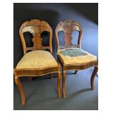 Pair of Carved Wood Side Chairs