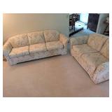 Floral Upholstered Sofa & Loveseat Set (Lot of 2)
