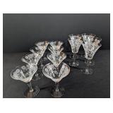 Vintage Etched Crystal Stemmed Cocktail Glasses (Lot of 10)