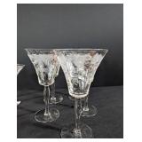 Vintage Etched Crystal Stemmed Cocktail Glasses (Lot of 10)