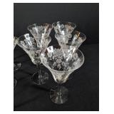 Vintage Etched Crystal Stemmed Cocktail Glasses (Lot of 10)