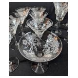 Vintage Etched Crystal Stemmed Cocktail Glasses (Lot of 10)