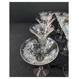 Vintage Etched Crystal Stemmed Cocktail Glasses (Lot of 10)