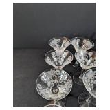 Vintage Etched Crystal Stemmed Cocktail Glasses (Lot of 10)