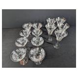Vintage Etched Crystal Stemmed Cocktail Glasses (Lot of 10)