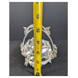 Crystal Basket With Silverplate Handle & Spoon