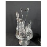 Vintage Silverplate Cruet Stand & Covered Dish Set (Lot of 2)