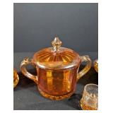Amber Iridescent Glass Table Set (4 Pieces)