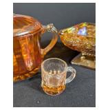Amber Iridescent Glass Table Set (4 Pieces)