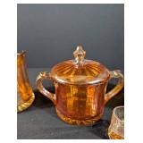 Amber Iridescent Glass Table Set (4 Pieces)